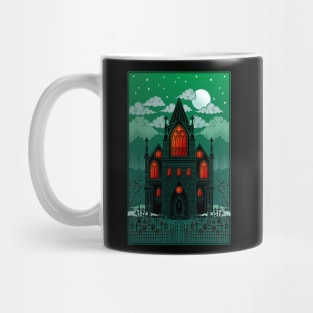 Gothic Cathedral with graveyard Red and Green Mug